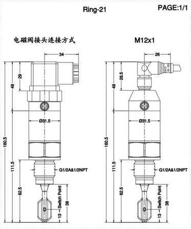 緊湊型音叉液位開關的參數規格介紹