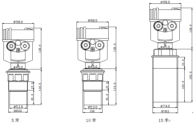 超聲波液位計(jì)的型號(hào)及尺寸圖